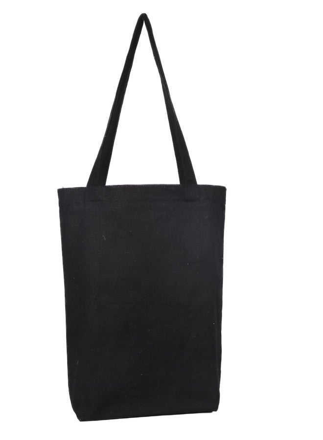 JUTEKA Canvas Tote Bag with Zip, College Bag for Girls, 100% Organic Cotton Tote Bag for Shopping, Travel & Beach bags for Women (Rabbit - Black) - Image 5